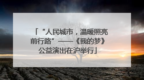 “人民城市，温暖照亮前行路”——《我的梦》公益演出在沪举行