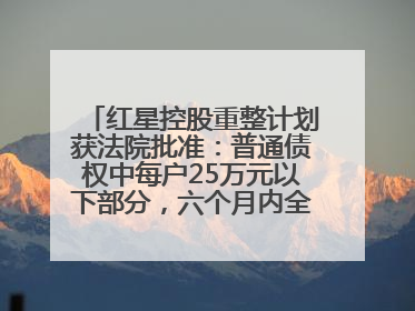红星控股重整计划获法院批准：普通债权中每户25万元以下部分，六个月内全额现金清偿