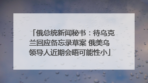 俄总统新闻秘书：待乌克兰回应备忘录草案 俄美乌领导人近期会晤可能性小