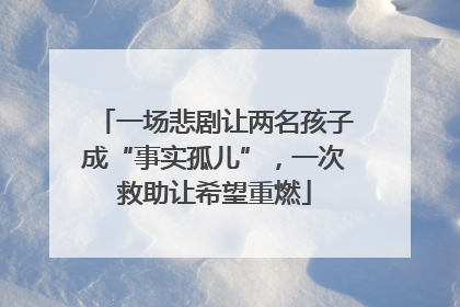 一场悲剧让两名孩子成“事实孤儿”，一次救助让希望重燃
