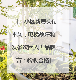 一小区新房交付不久，电梯故障频发多次困人！品牌方：验收合格
