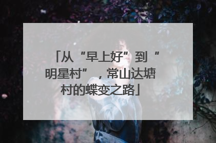 从“早上好”到“明星村”，常山达塘村的蝶变之路