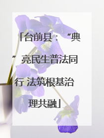 台前县：“典”亮民生普法同行 法筑根基治理共融