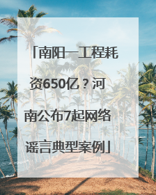 南阳一工程耗资650亿？河南公布7起网络谣言典型案例
