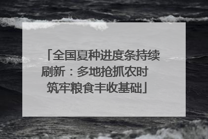 全国夏种进度条持续刷新：多地抢抓农时 筑牢粮食丰收基础