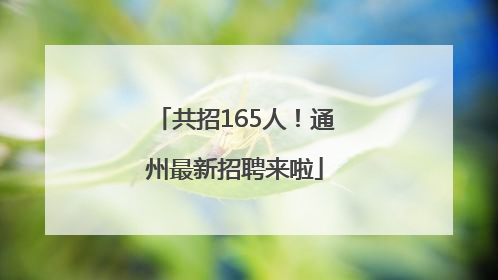 共招165人！通州最新招聘来啦