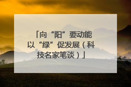 向“阳”要动能 以“绿”促发展（科技名家笔谈）
