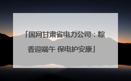 国网甘肃省电力公司：粽香迎端午 保电护安康