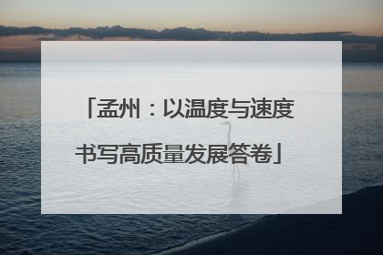 孟州：以温度与速度书写高质量发展答卷