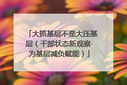 大抓基层不是大压基层（干部状态新观察·为基层减负赋能）