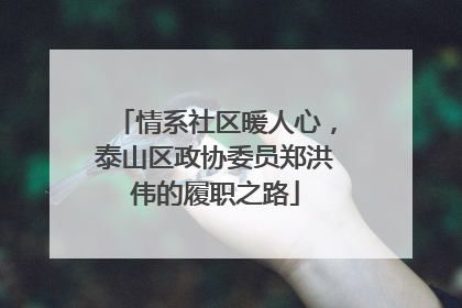 情系社区暖人心，泰山区政协委员郑洪伟的履职之路