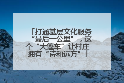 打通基层文化服务“最后一公里”，这个“大篷车”让村庄拥有“诗和远方”
