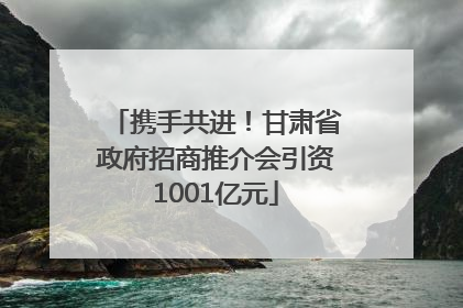 携手共进！甘肃省政府招商推介会引资1001亿元