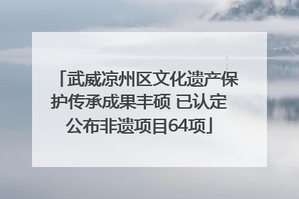 武威凉州区文化遗产保护传承成果丰硕 已认定公布非遗项目64项