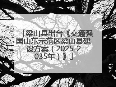 梁山县出台《交通强国山东示范区梁山县建设方案（2025-2035年）》