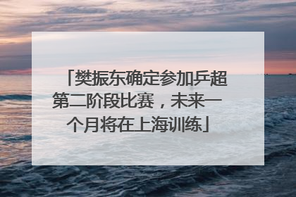 樊振东确定参加乒超第二阶段比赛，未来一个月将在上海训练