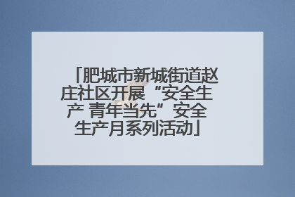 肥城市新城街道赵庄社区开展“安全生产 青年当先”安全生产月系列活动