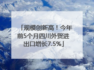 规模创新高！今年前5个月四川外贸进出口增长7.5%