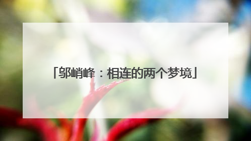 邬峭峰：相连的两个梦境
