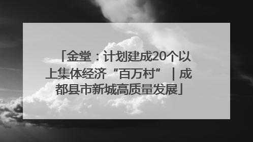 金堂：计划建成20个以上集体经济“百万村”｜成都县市新城高质量发展