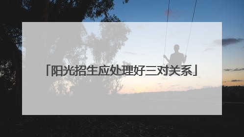 阳光招生应处理好三对关系