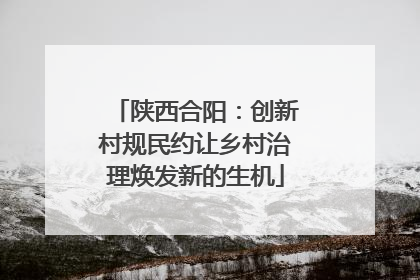 陕西合阳：创新村规民约让乡村治理焕发新的生机
