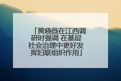 黄晓薇在江西调研时强调 在基层社会治理中更好发挥妇联组织作用