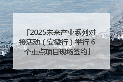 2025未来产业系列对接活动（安徽行）举行 6个重点项目现场签约